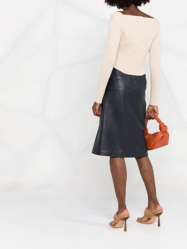 12 STOREEZ NAVY Jupe En Cuir à Fente Femme 4 12 STOREEZ NAVY Jupe En Cuir à Fente Femme – Image 4