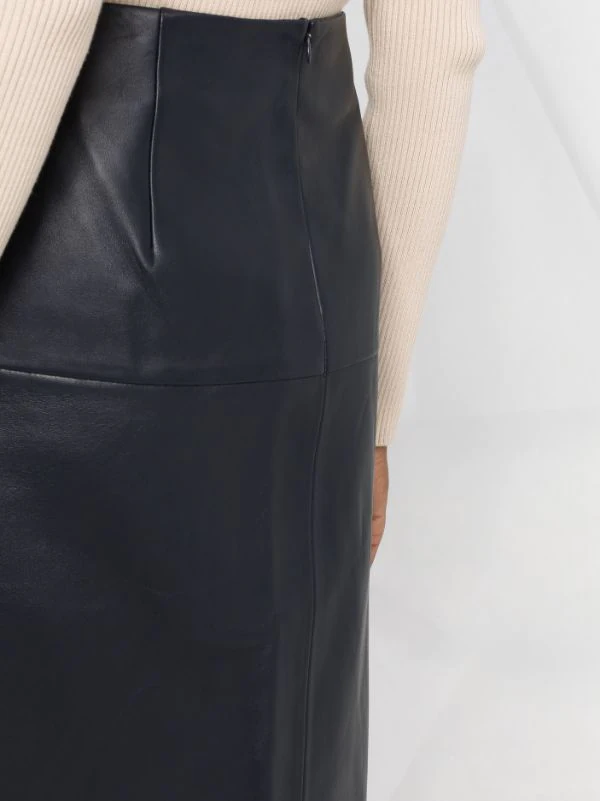 12 STOREEZ NAVY Jupe En Cuir à Fente Femme 3 12 STOREEZ NAVY Jupe En Cuir à Fente Femme – Image 3