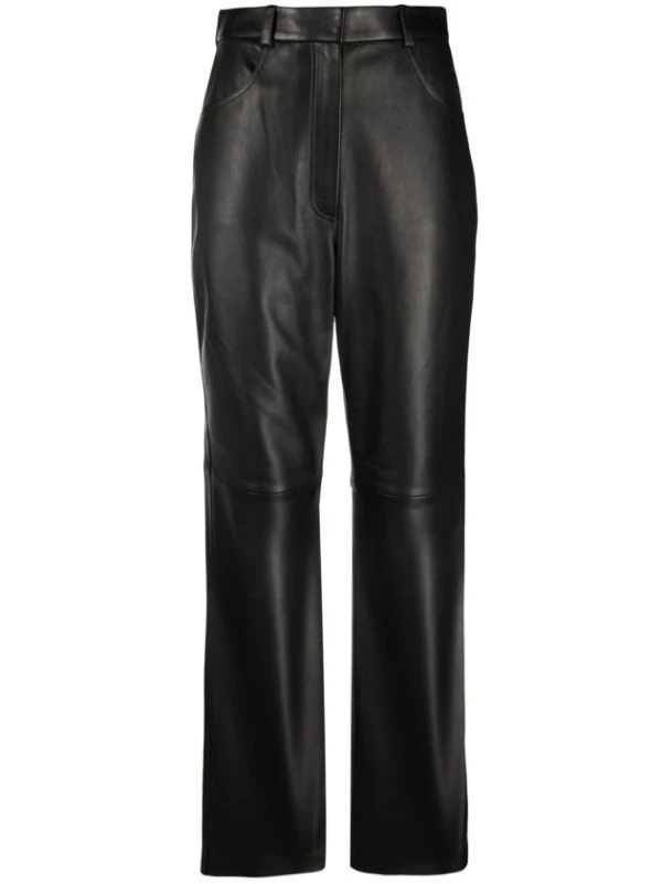 12 STOREEZ Pantalon Droit En Cuir BLACK 1 12 STOREEZ Pantalon Droit En Cuir BLACK