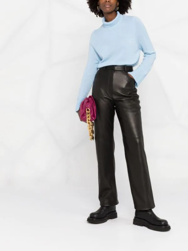 12 STOREEZ Pantalon Droit En Cuir BLACK 2 12 STOREEZ Pantalon Droit En Cuir BLACK – Image 2