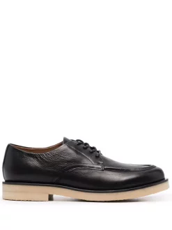 12 STOREEZ BLACK Derbies En Cuir Grainé Femme