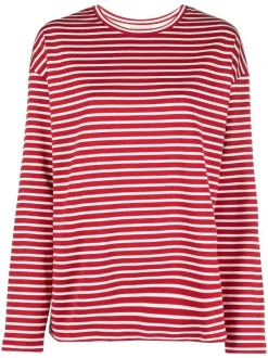 ( Nouvelle Collection ) 12 STOREEZ RED STRIPE T-shirt Rayé à Manches Longues Femme