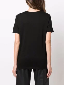 ( Nouvelle Collection ) 12 STOREEZ BLACK T-shirt En Coton à Col Rond Femme -12 STOREEZ Soldes Magasin 17264412 37132563 600