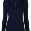 12 STOREEZ Pull En Laine Mérinos à Col Zippé NAVY