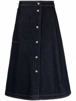 12 STOREEZ INDIGO Jupe Mi-longue à Coupe évasée Femme