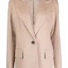 12 STOREEZ BEIGE Blazer En Laine à Simple Boutonnage Femme