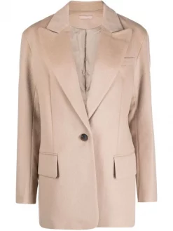 12 STOREEZ BEIGE Blazer En Laine Ă Simple Boutonnage Femme