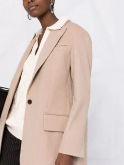 12 STOREEZ BEIGE Blazer En Laine à Simple Boutonnage Femme -12 STOREEZ Soldes Magasin 17314325 36904035 600