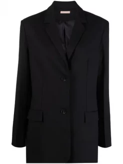 12 STOREEZ Blazer à Simple Boutonnage BLACK
