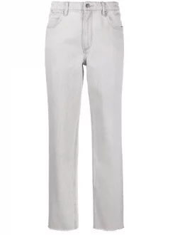 12 STOREEZ LIGHT GREY Jean Droit à Taille Haute Femme