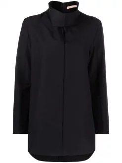 12 STOREEZ BLACK Blouse Manches-longues à Col Montant Femme