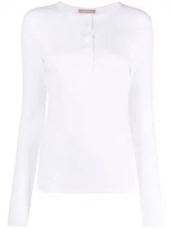 12 STOREEZ T-shirt à Col Tunisien WHITE