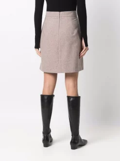 12 STOREEZ Minijupe à Détails De Coutures COFFEE -12 STOREEZ Soldes Magasin 17380037 36373254 600