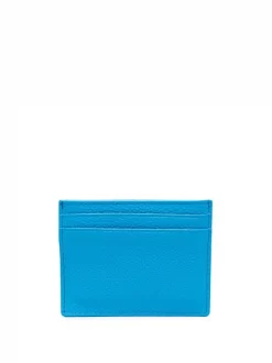 12 STOREEZ AZURE BLUE Porte-cartes En Cuir Grainé Femme