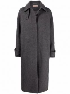12 STOREEZ Dark Grey Manteau Ample En Laine Femme