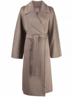 12 STOREEZ COFFEE Manteau Croisé à Taille Ceinturée Femme