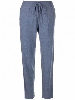 12 STOREEZ Pantalon De Jogging En Maille à Lien De Resserrage Grey Blue