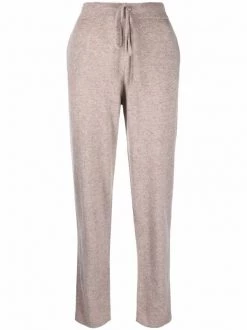 12 STOREEZ LIGHT COFFEE Pantalon En Maille à Taille à Lien De Resserrage Femme