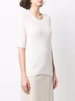 12 STOREEZ Haut En Cachemire à Manches Courtes IVORY -12 STOREEZ Soldes Magasin 17446015 37183437 600