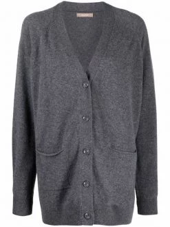 12 STOREEZ Soldes Magasin 19 12 STOREEZ Dark Grey Cardigan En Cachemire Mélangé Femme