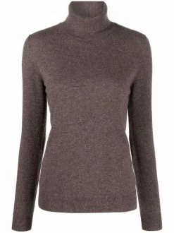 12 STOREEZ Pull En Cachemire à Col Roulé COFFEE