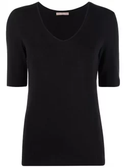 ( Positively Conscious ) 12 STOREEZ T-shirt En Laine Mélangée à Col V BLACK