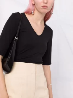 ( Positively Conscious ) 12 STOREEZ T-shirt En Laine Mélangée à Col V BLACK -12 STOREEZ Soldes Magasin 17568039 36949029 600