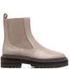 12 STOREEZ LIGHT COFFEE Bottes Chelsea En Cuir à Semelle épaisse Femme