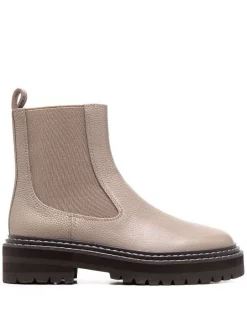 12 STOREEZ LIGHT COFFEE Bottes Chelsea En Cuir à Semelle épaisse Femme