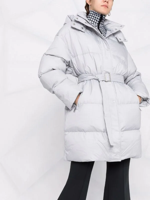 12 STOREEZ LIGHT GREY Doudoune à Taille Ceinturée Femme 5 12 STOREEZ LIGHT GREY Doudoune à Taille Ceinturée Femme – Image 5