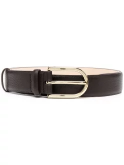 12 STOREEZ Ceinture En Cuir à Boucle Ovale DARK BROWN
