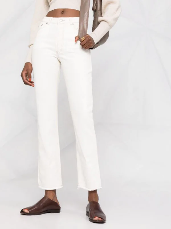 12 STOREEZ BEIGE IVORY Jean Droit à Taille Haute Femme 3 12 STOREEZ BEIGE IVORY Jean Droit à Taille Haute Femme – Image 3