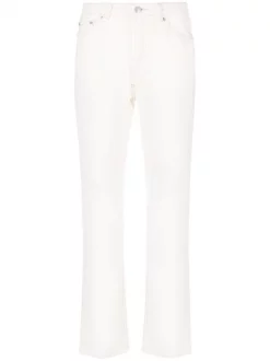 12 STOREEZ BEIGE IVORY Jean Droit à Taille Haute Femme