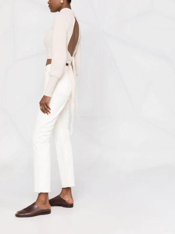 12 STOREEZ BEIGE IVORY Jean Droit à Taille Haute Femme 6 12 STOREEZ BEIGE IVORY Jean Droit à Taille Haute Femme – Image 6