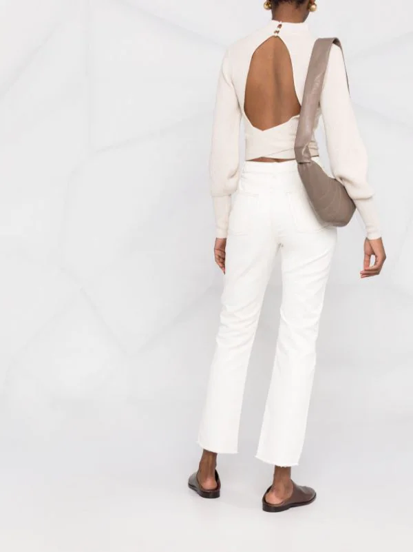 12 STOREEZ BEIGE IVORY Jean Droit à Taille Haute Femme 4 12 STOREEZ BEIGE IVORY Jean Droit à Taille Haute Femme – Image 4