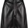 12 STOREEZ BLACK Jupe évasée En Cuir Artificiel Femme