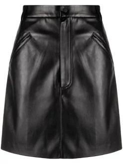 12 STOREEZ BLACK Jupe évasée En Cuir Artificiel Femme