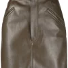 12 STOREEZ DARK KHAKI Minijupe En Cuir Artificiel Femme