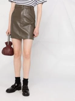 12 STOREEZ DARK KHAKI Minijupe En Cuir Artificiel Femme -12 STOREEZ Soldes Magasin 17652566 38536a80 e21a 4ac1 9966 64245da14b8a 600