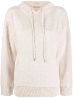 12 STOREEZ LIGHT BEIGE Hoodie En Cachemire Mélangé à Manches Longues Femme