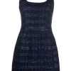12 STOREEZ Robe En Tweed à Effet Métallisé NAVY