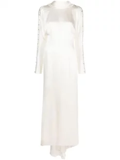 12 STOREEZ Milk Robe En Soie à Manches Boutonnées Femme