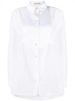12 STOREEZ White Chemise à Détail De Plastron Femme