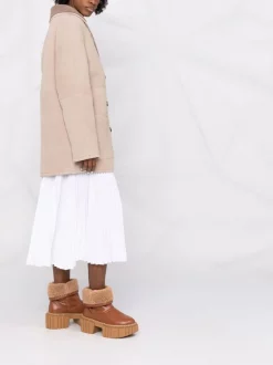 12 STOREEZ LIGHT COFFEE Manteau Croisé En Peau Lainée Femme -12 STOREEZ Soldes Magasin 17653684 37209760 600