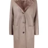 12 STOREEZ COFFEE WITH MILK Manteau En Peau Lainée à Simple Boutonnage Femme