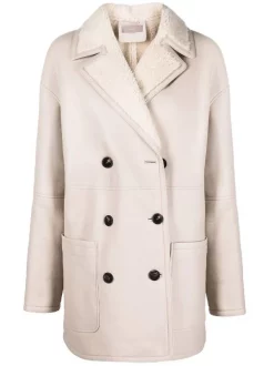 12 STOREEZ Manteau Croisé En Peau Lainée Femme