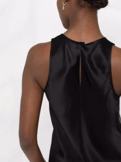 12 STOREEZ Blouse En Satin à Design Sans Manches BLACK -12 STOREEZ Soldes Magasin 17654602 37403233 600