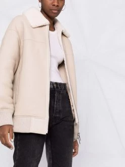 12 STOREEZ CHAMPAGNE Veste Bomber En Peau Retournée Femme -12 STOREEZ Soldes Magasin 17658460 37225748 600