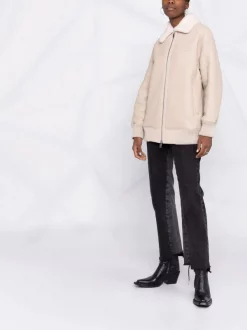12 STOREEZ CHAMPAGNE Veste Bomber En Peau Retournée Femme -12 STOREEZ Soldes Magasin 17658460 37228428 600