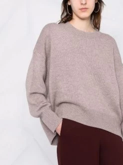 12 STOREEZ LIGHT COFFEE Pull En Cachemire Mélangé à Col Rond Femme -12 STOREEZ Soldes Magasin 17658602 37526630 600